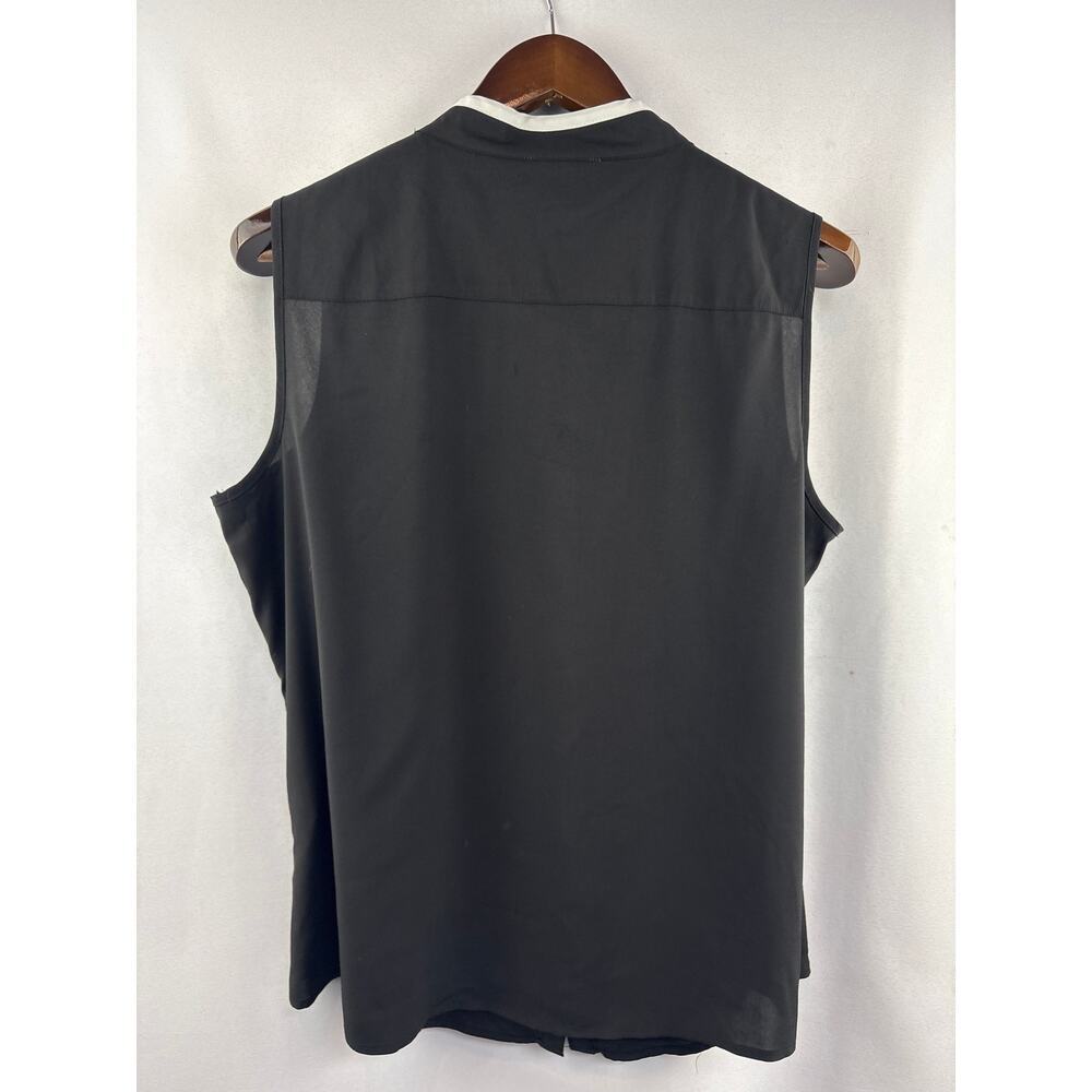 Women’s Calvin Klein XL Black Sleeveless Blouse w/ White Trim - Picture 3 of 5